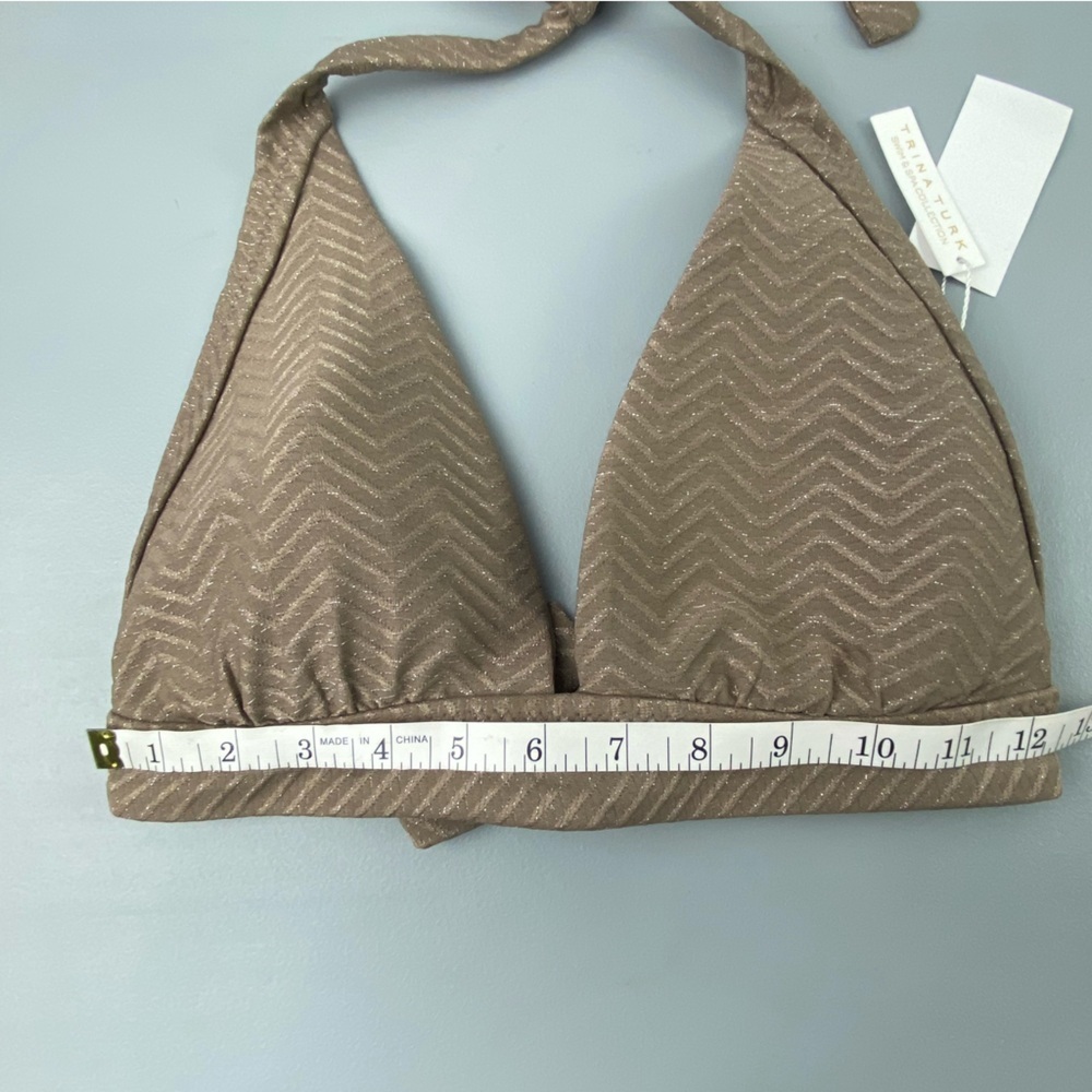NWT Trina Turk Bronze Lurex Glittery Halter Bikini Top Size 12 - Picture 8 of 9